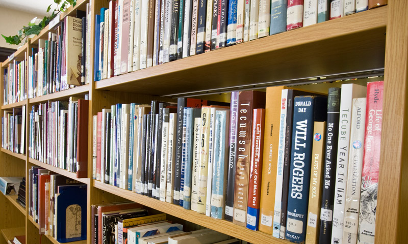 photo of library books on a shelf